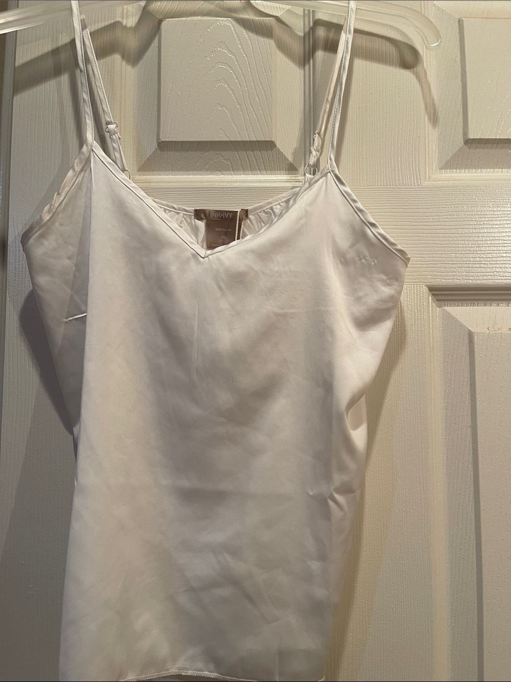 White Satin V-Neck Camisole with Adjustable Straps
